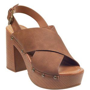 Indigo Rd Dani Platform Slingback Faux Wood Shoe 6